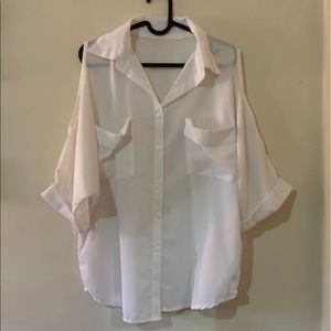 White Chiffon Short Sleeve Open Shoulder